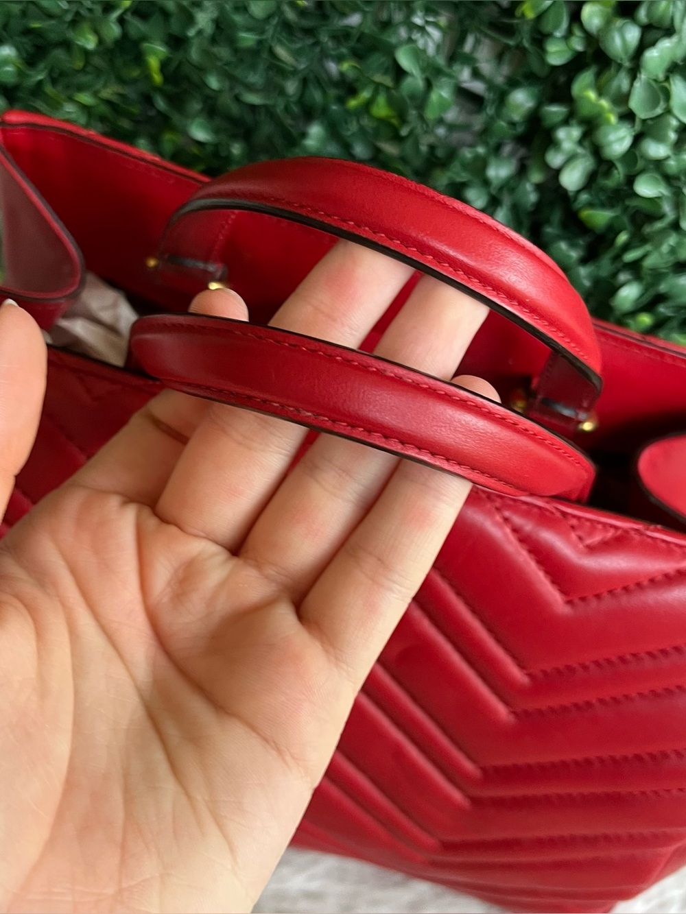 GUCCI Red Marmont GG Disco Red Satchel Tote + Dustbag - Picture 2 of 11